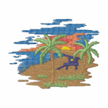 Beach with Hut embroidered shirts