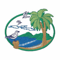 Beach with Seagulls Scene embroidered shirts