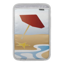 beach with umbrella MacBook sleeve