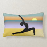 Beach Yoga Silhouette MoJo Lumbar Throw Pillow pillows