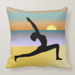 Beach Yoga Silhouette MoJo Square Throw Pillow pillows