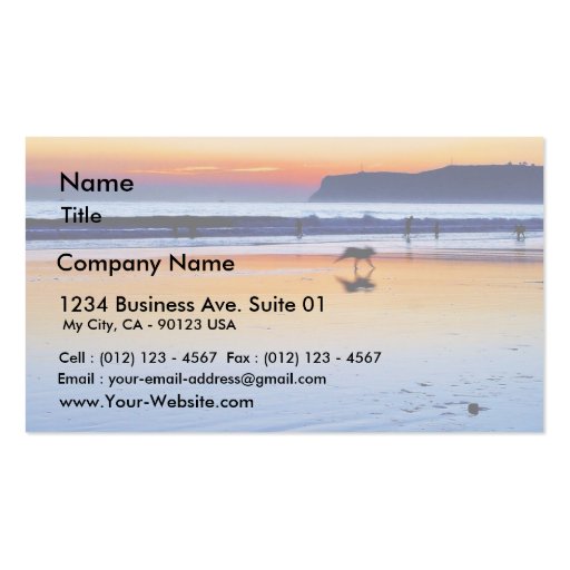 Beaches Point Loma Sunsets Business Card Template (front side)