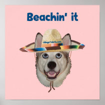 Beachin It Beach Dog Posters