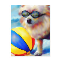 Beachin' (Pomeranian) Postcard