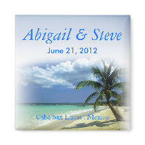 Beachy Beach Cabo Resort Wedding Favor Keepsake Fridge Magnets