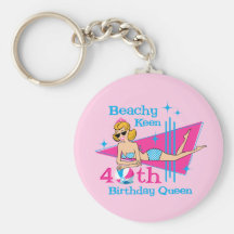 Beachy Keen 40th Birthday Keychains