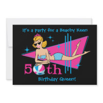 Beachy Keen 50th Birthday Custom Invitations