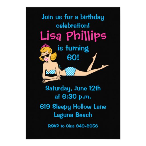 Beachy Keen 60th Birthday Custom Invitations