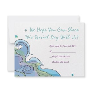 Beachy Ocean Bar Bat Mitzvah Invitation reply card invitation