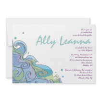 Beachy Ocean Wave Bar Bat Mitzvah Invitation