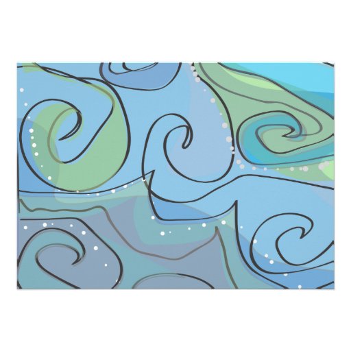 Beachy Ocean Wave Bar Bat Mitzvah Invitation