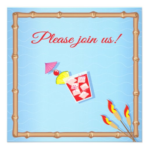 Beachy Poolside Bridal Shower Invitation