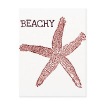 BEACHY vintage starfish coral print Post Card