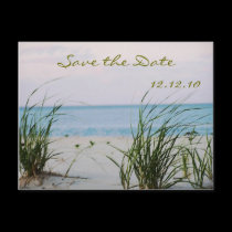 Beachy Wedding - Save the Date Card postcards by ArtByLindaLou Beachy Wedding - Save the Date Card postcards