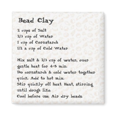 Bead Clay Recipe Magnet pink by kidsfunrecipemagnets