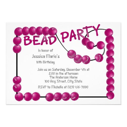 Bead Party Custom Invite
