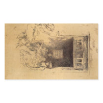 Bead Stringers by James Abbott McNeill Whistler Rectangular Stickers