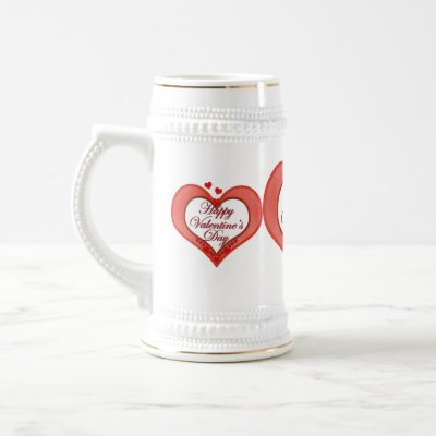 Beaded Red Heart Valentine Mugs by gravityx9