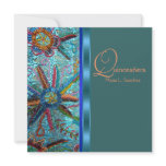 Beaded Turquoise Blue Orange Quinceanera Custom Announcement