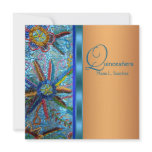 Beaded Turquoise Blue Orange Quinceanera Personalized Announcements