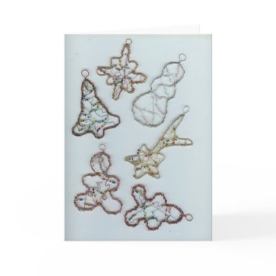 Beaded Wire Christmas Ornaments Greeting Cards by ofenjen