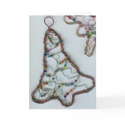Beaded Wire Christmas Tree Cards by ofenjen