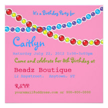 Beading Birthday Party Personalized Invites