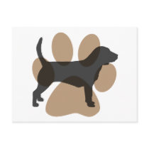 Beagle and Pawprint Post Card