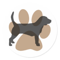 Beagle and Pawprint Round Stickers