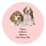 Beagle Breast Cancer Address Label Round Sticker