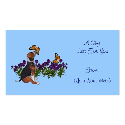 Beagle Butterflies Cute Personalized Gift Card Tag Business Cards