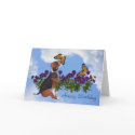 Beagle Butterflies Pansies Cute Birthday Card