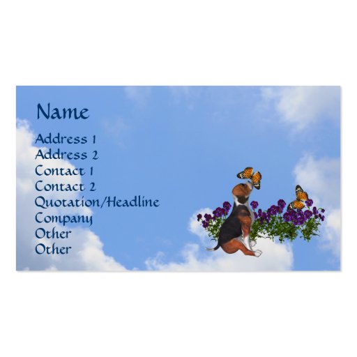 Beagle Butterflies Pansies Cute Business Card (front side)