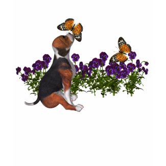 Beagle Butterflies Pansies Cute T Shirt shirt