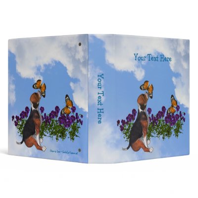Beagle Butterflies Pansies Personalized Binder by SmilinEyesTreasures