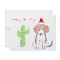 Beagle Cactus Christmas Custom Invitation