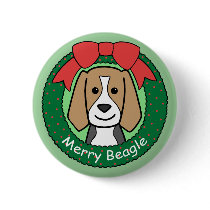 Beagle Christmas Button