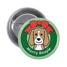 Beagle Christmas Button