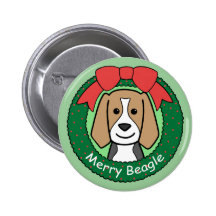 Beagle Christmas Button