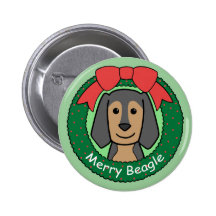 Beagle Christmas Pinback Buttons