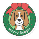 Beagle Christmas Round Sticker