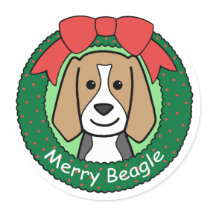 Beagle Christmas Round Sticker