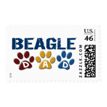 BEAGLE DAD Paw Print Postage Stamp