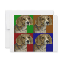 Beagle Dark Primary Color Collage Invitation