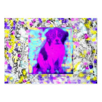 beagle dog colourful drip paint business card template