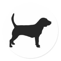 Beagle Dog (in black) Round Sticker