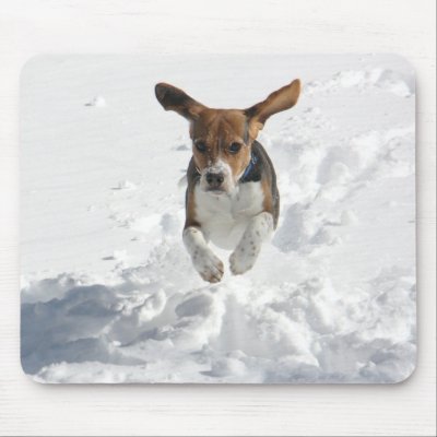 Beagle Flying in the Snow Mouse Pad by Spridell