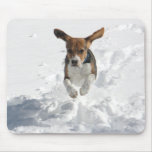 Beagle Flying in the Snow mousepads
