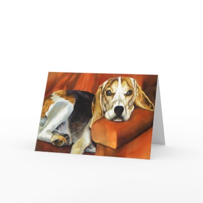 Beagle, Greeting Card by artbyjolyn