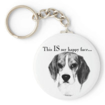 Beagle Happy Face Keychain